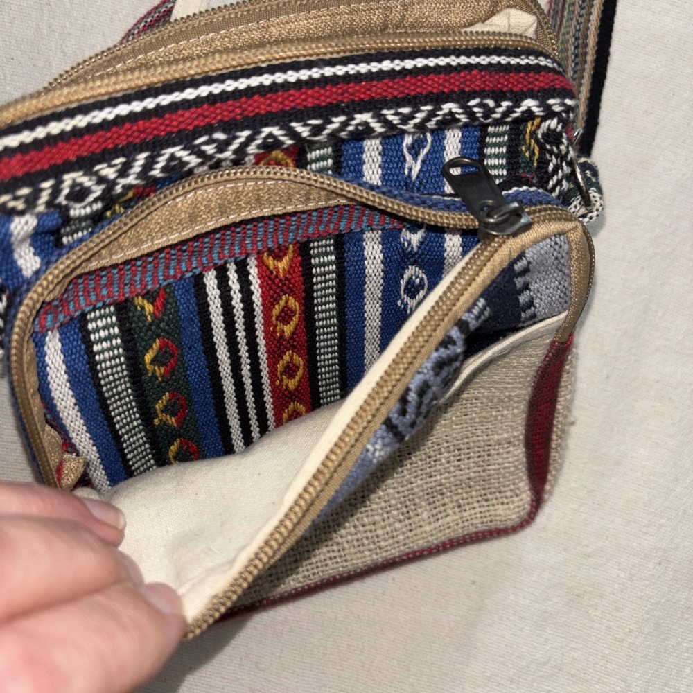 Himalayan Hemp Shoulder Cross Body Passport Travel Mini Bag Made In Nepal Boho - Picture 5 of 9